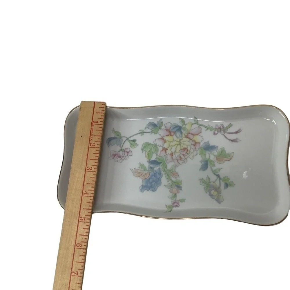 Vtg Andrea By Sadek Plate Tray Porcelain Made In Japan # 9920‎ Floral White Blue